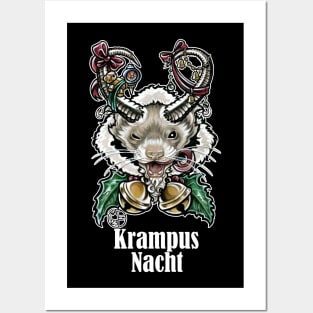 Krampus Ferret - Krampus Nacht - White Outlined Version Posters and Art